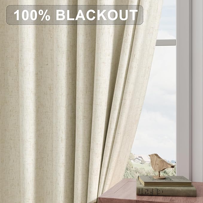 Joywell 100% Blackout Linen Curtains 108 Inches Long - Image 7