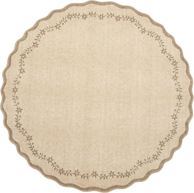 GarveeHome Round Rugs 6ft Scalloped Washable Circle Rug - Image 4