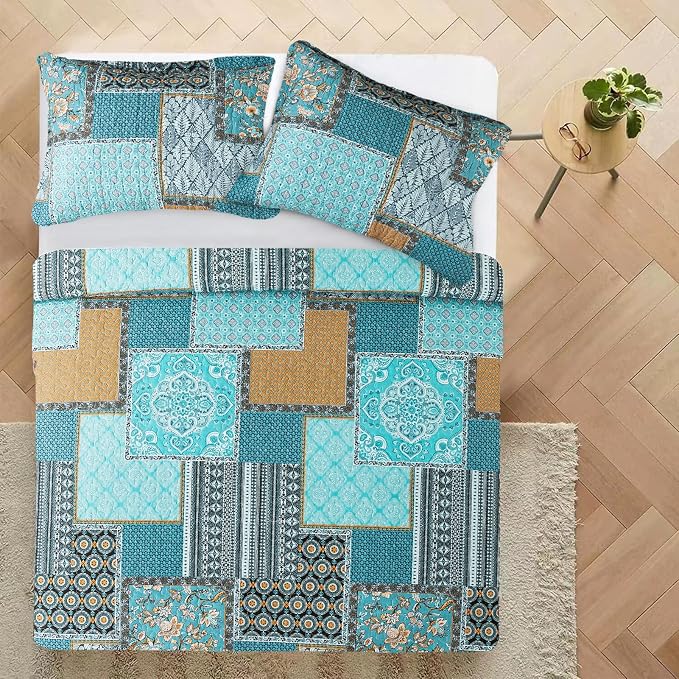 VAPUTAR Cotton Quilt Queen Size Bedding Set - Image 3