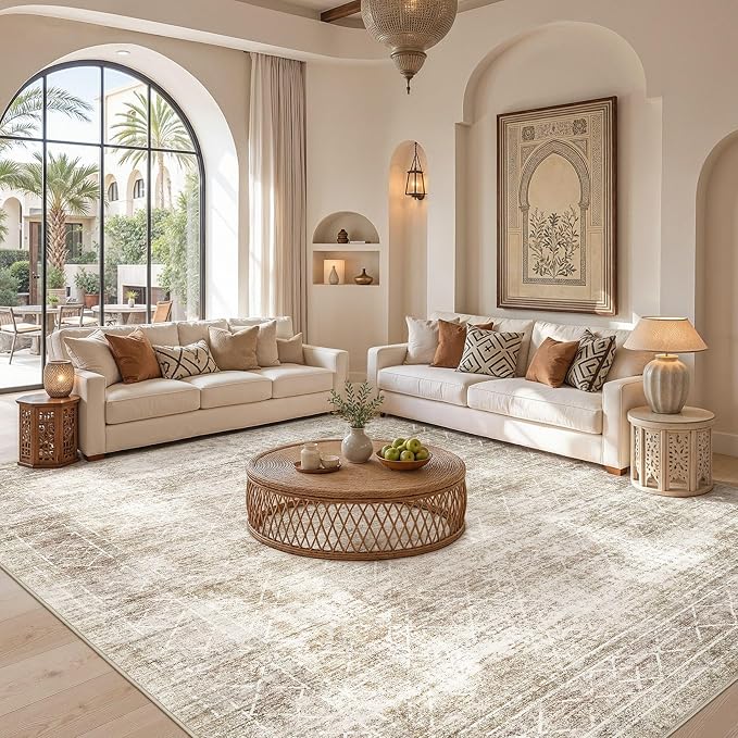 cotiled Boho 10x12 Area Rug for Living Room: Large Moroccan Washable Rug | - Image 2