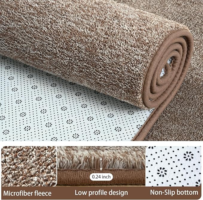 2x10 Runner Rug for Hallway, Long Runner Rugs Non Slip, Matte Brown | Soft - Image 2