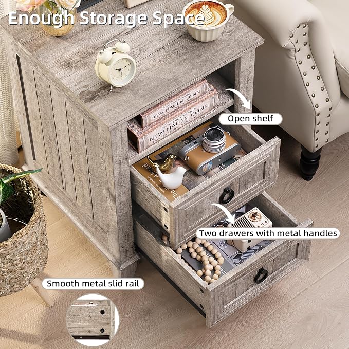 Joaxswe 18" Farmhouse Night Stand Set 2 - Image 6