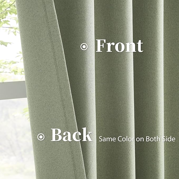 Blackout Linen Curtains Thermal Insulated Back Tab Rod Pocket Textured Long - Image 4