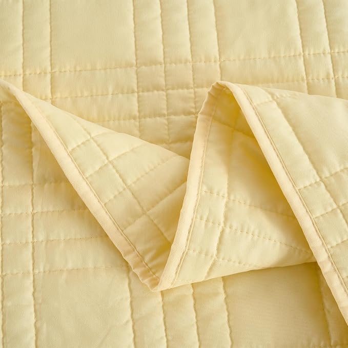 Chezmoi Collection Kingston King Size Bedspread Set, 3-Piece Pastel Yellow - Image 7