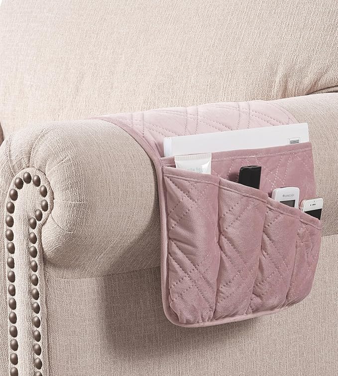 Brilliant Sunshine Silver Pink Velvet Velvet Couch Armrest Cover, Armrest - Image 3
