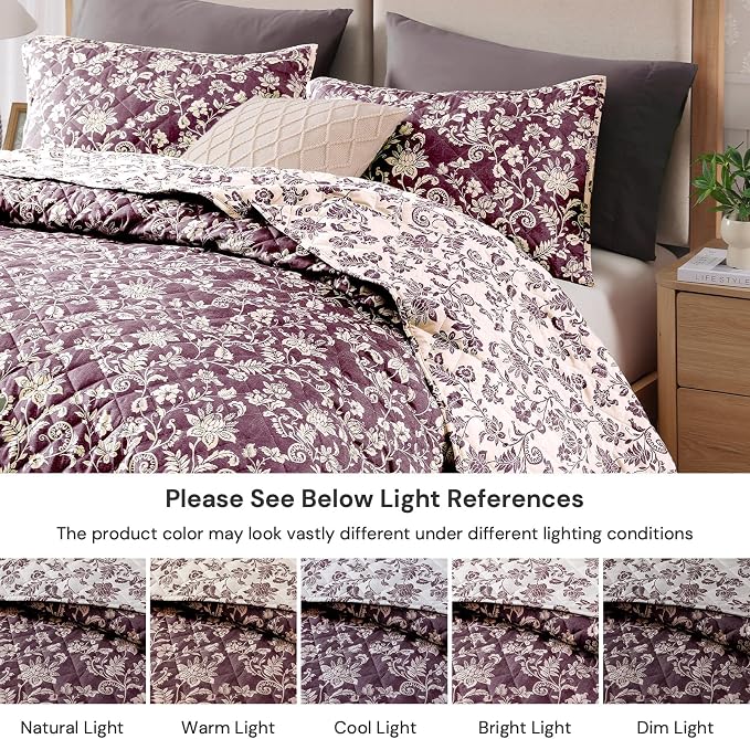 Twin/Twin XL Quilt Set-2 Pieces Soft Bedding Floral Reversible Coverlet | All - Image 8