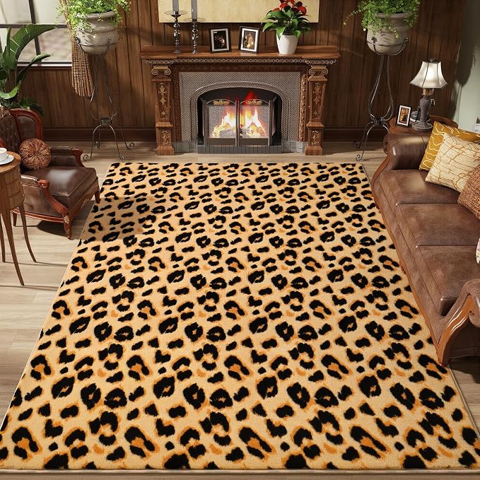 Soft Leopard Rugs for Bedroom Living Room, 4x6 Cheetah Print Rug | Fluffy - Image 8