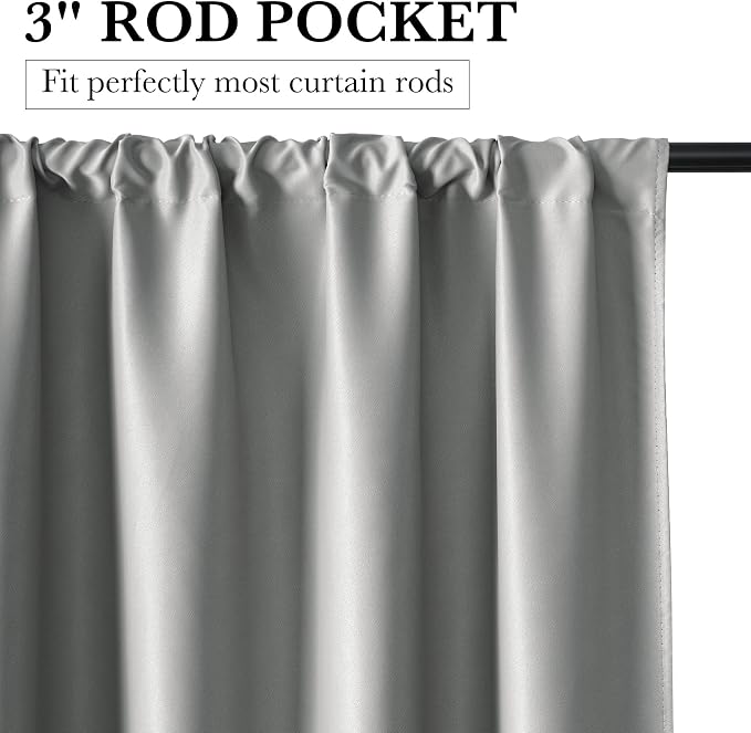 RYB HOME Bedroom Blackout Curtains 63 inches Long, 100% Blackout | Thermal - Image 2