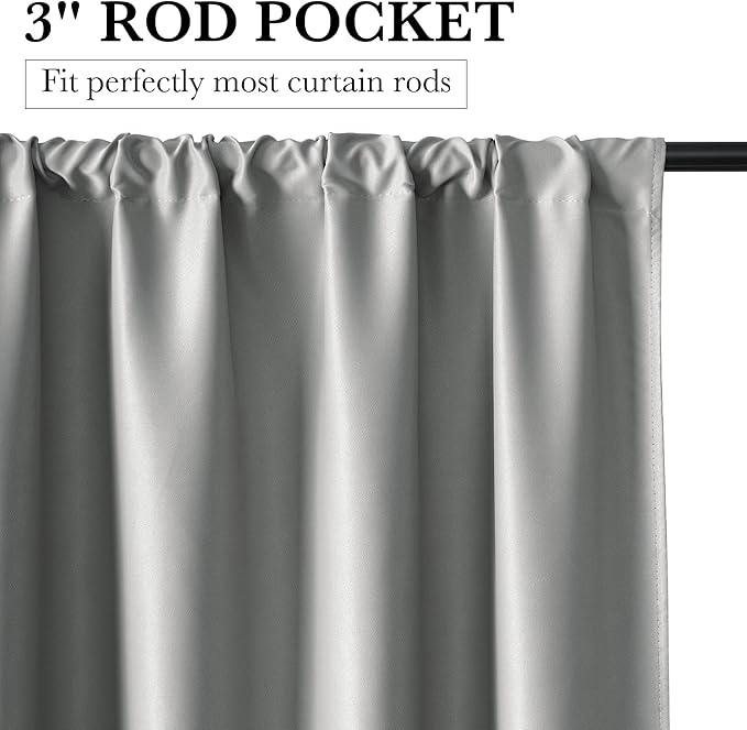RYB HOME 100% Blackout Bathroom Curtains Over Sink 24 inches Long | Heat UV - Image 3