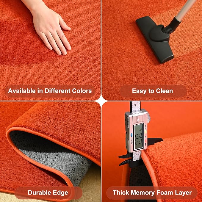 Modern Area Rug for Bedroom Living Room, 4x6 Orange Memory Foam Rug | Thickened - Image 5