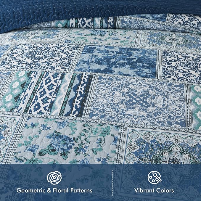 Etwel Cotton Patchwork California King Quilt Set - Image 2