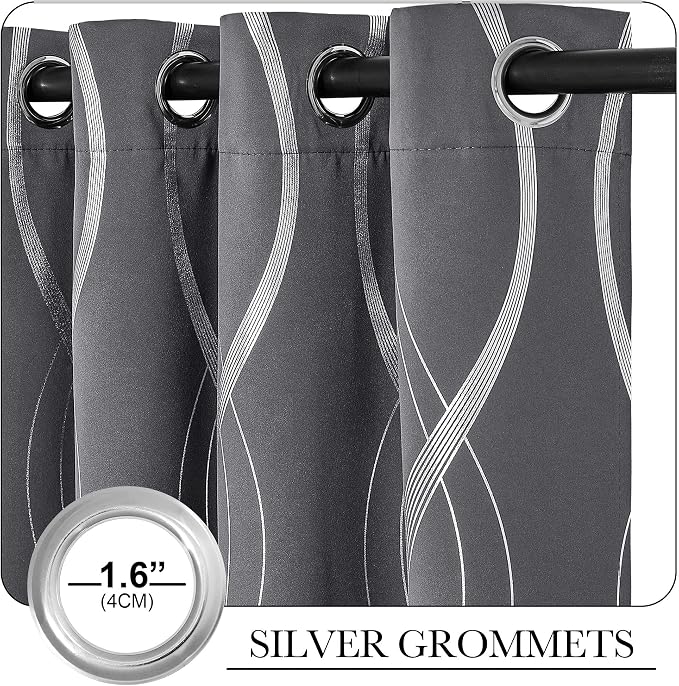 NICETOWN Grey Extra Long Blackout Curtains 120 inches Long 2 Panels Set - Image 3