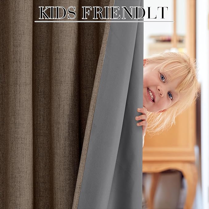 RYB HOME Brown 100% Blackout Curtains 63 Inch Long - Image 5