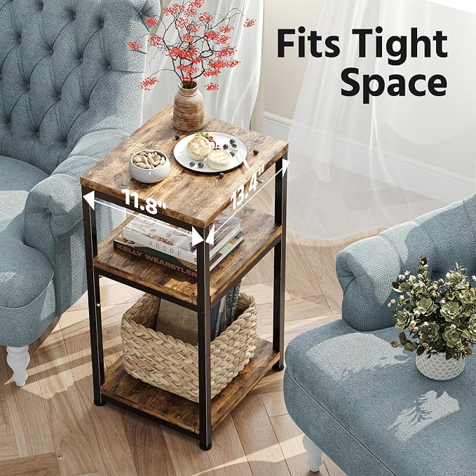Simple Trending Side Table, End Table Night Stand, 3 Tiers Shelf - Image 4