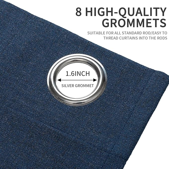 Joydeco Custom Denim Blue Textured Total Blackout Curtain for Bedroom and Living Room. Grommet Textured Thermal Insulated Room Darkening Curtain 1 Panel (Custom Size and Color)