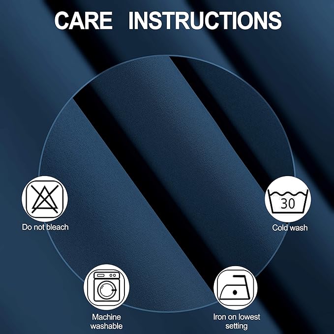 Navy Blue Blackout Curtains 34 x 84 Inch Length/Set of 2 Curtain Panels/Thermal - Image 4