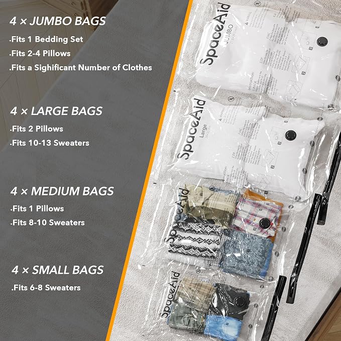 SpaceAid 20 Pack Vacuum Storage Bags, Space Saver Sealer Compression Bags - Image 3