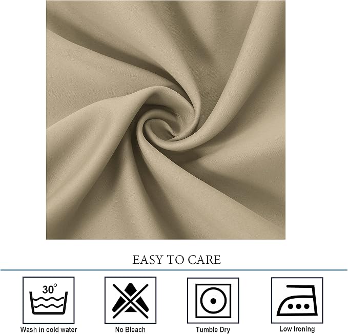 Diraysid Beige Grommet Blackout Curtains - Image 4