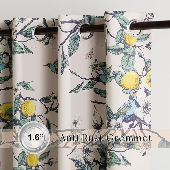 NICETOWN Vintage Curtains 84 Inches Long, Mid Century Illustration Style Lemon - Image 6