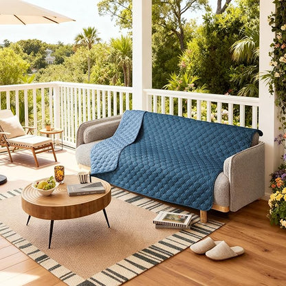 gogobunny 100% Double-Sided Waterproof Dog Bed Cover Pet Blanket Sofa Couch Furniture Protector for Puppy Large Dog Cat, Reversible (82x82 Inch (Pack of 1), Dark Blue/Light Blue)