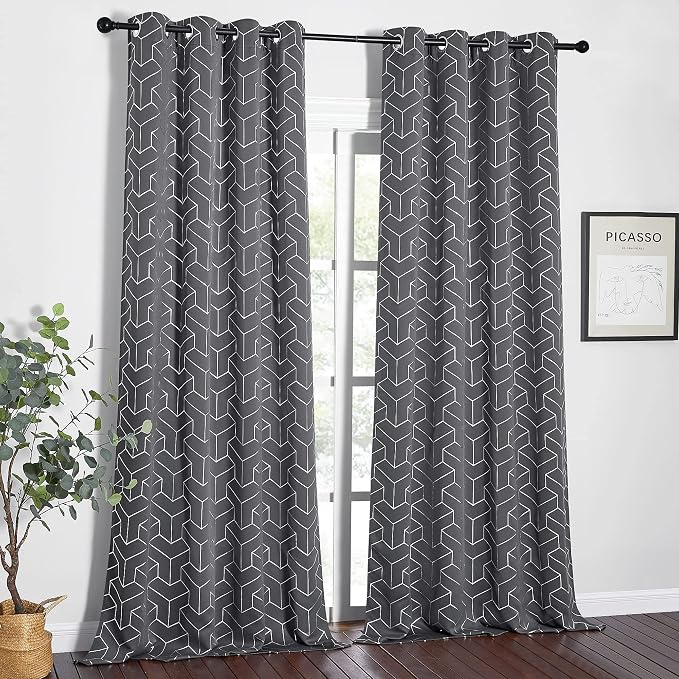 NICETOWN Blackout Curtains for Bedroom, Foil Printed T-Shaped Energy Saving - Image 8