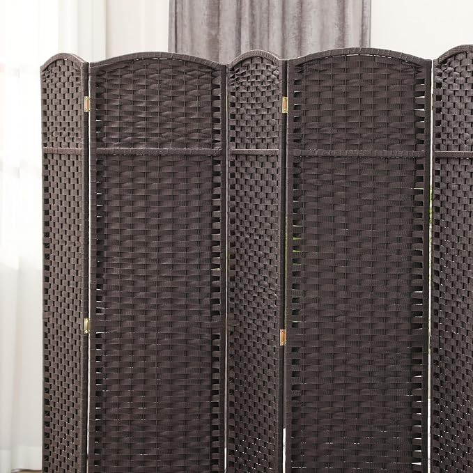 HOMCOM Room Divider 8 Panel Folding Screen Freestanding 5.6' Tall Brown | - Image 6
