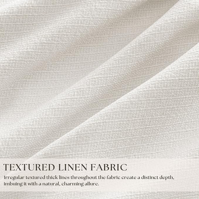 Pinch Pleated Blackout 108 Inch Bedroom Linen Curtains 2 Panels Ivory White | - Image 2