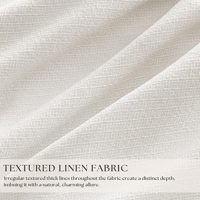 Pinch Pleated Blackout 102 Inch Bedroom Curtains Ivory Linen Dual Layer | - Image 2
