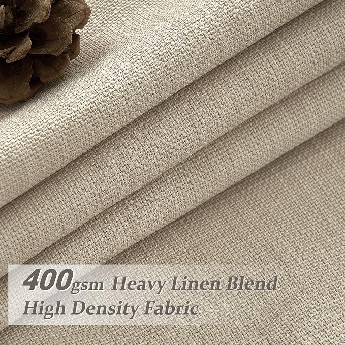 Natural Pleated 60 Inch Wide Bedroom Curtains 96 Inches Long 2 Panels Set - Image 2