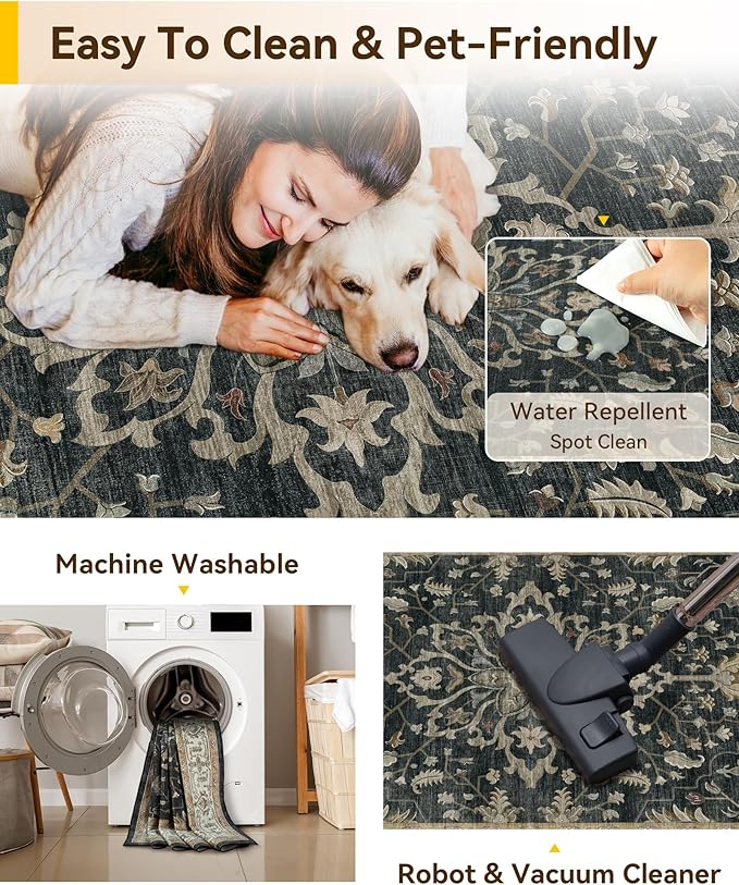 RELEANY Washable Area Rug, Runner 2'x10', Water Repellent, Pet Friendly - Image 4