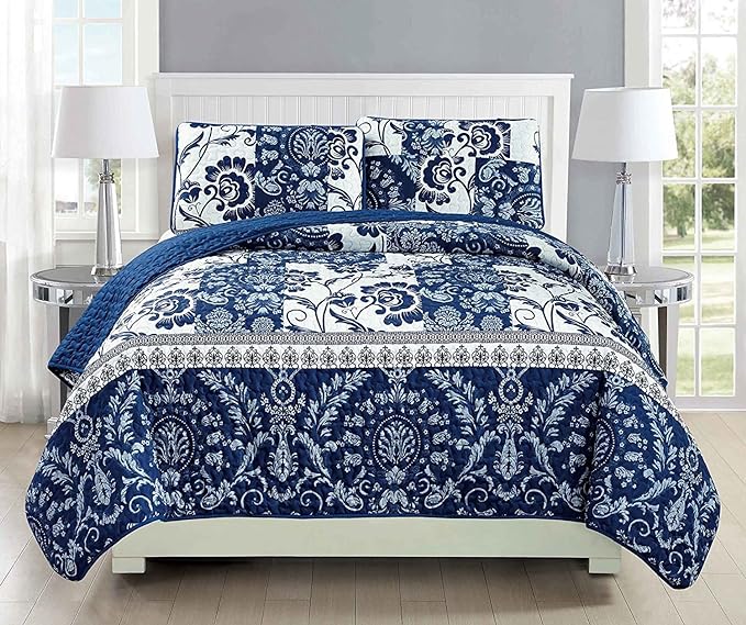 Fancy Collection 3pc Quilted Bedspread Set Coverlet Over Size New by Fancy+Linen