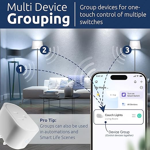 eKyro Smart Plug | Compatible with Alexa, Google Home Assistant, iPhone, Siri, Android, Power Tracking 15A 1800W, No Hub Required Energy Monitoring Outlet (Non-Energy Monitoring, 1)