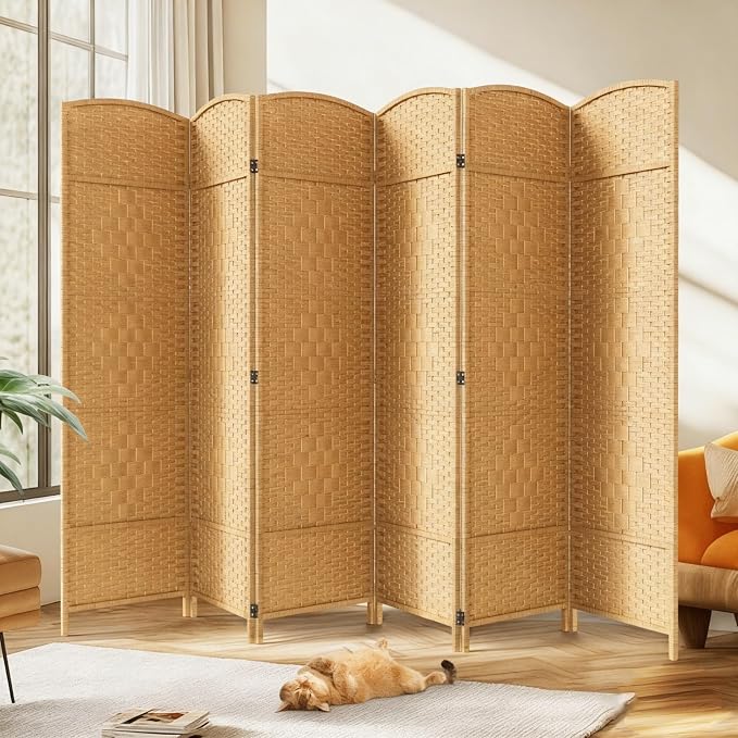 Rattan Room Divider, 6-Panel Folding Privacy Screen 6ft. Extra Wide | Double by Jostyle