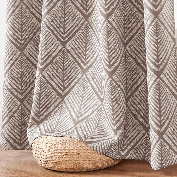 jinchan Brown Blackout Curtains Geometric Patterns Grommet 84 inch 2 Panels | - Image 6