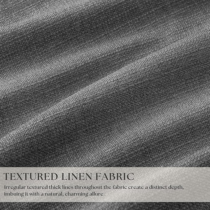 Dark Grey Pleated Thick Linen Blackout Curtains 102 Inches Long - Image 3