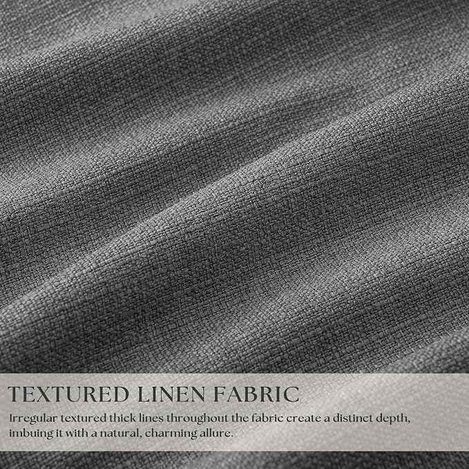 Dark Grey Pleated Thick Linen Blackout Curtains 96 Inches Long - Image 3