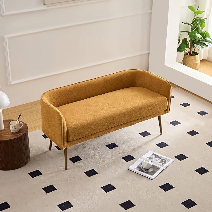 Bedroom Bench with Low Back, Inside Metal Frame, Extra Seat - Image 4