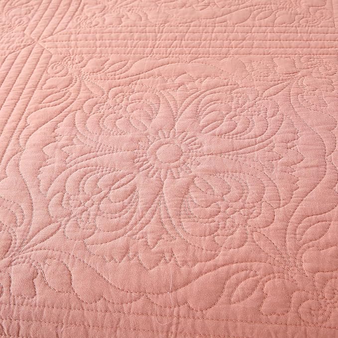 ROOMLIFE Quilt Set Queen Size 3D Floral Embroidery Pattern 3-Piece Cotton - Image 8