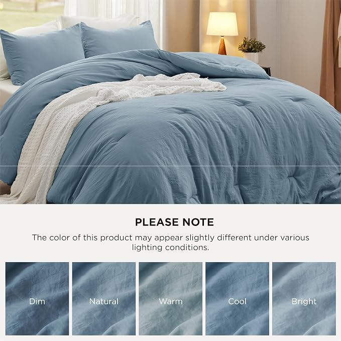 Bedsure California King Comforter Set, Dusty Blue Soft Prewashed Bedding - Image 7