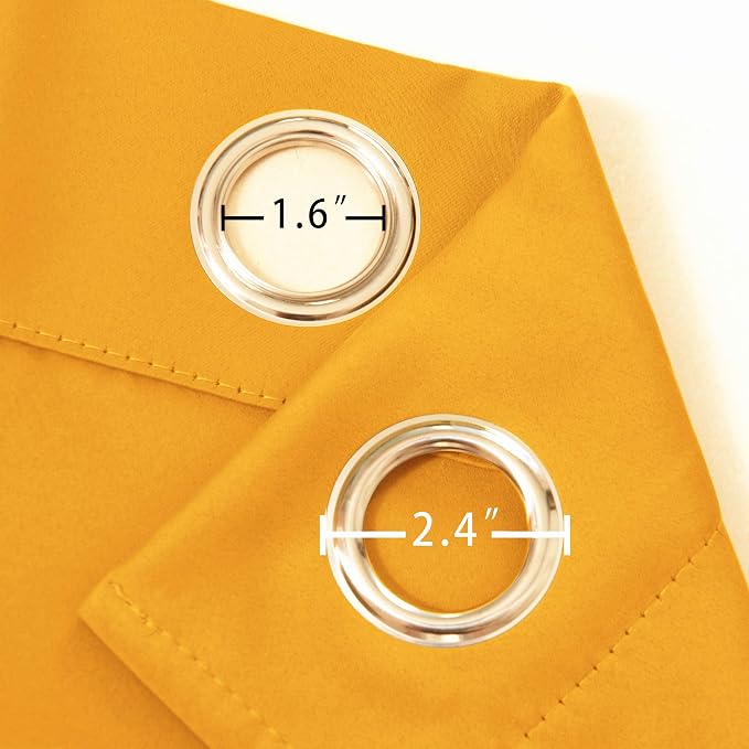 Yellow Thermal Blackout Curtains/42 x 95 Inch/Set of 2 Panels Room Darkening - Image 6