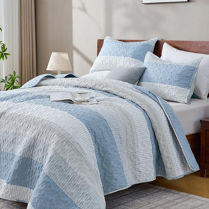 King Size Quilt Set Misty Blue by Andency