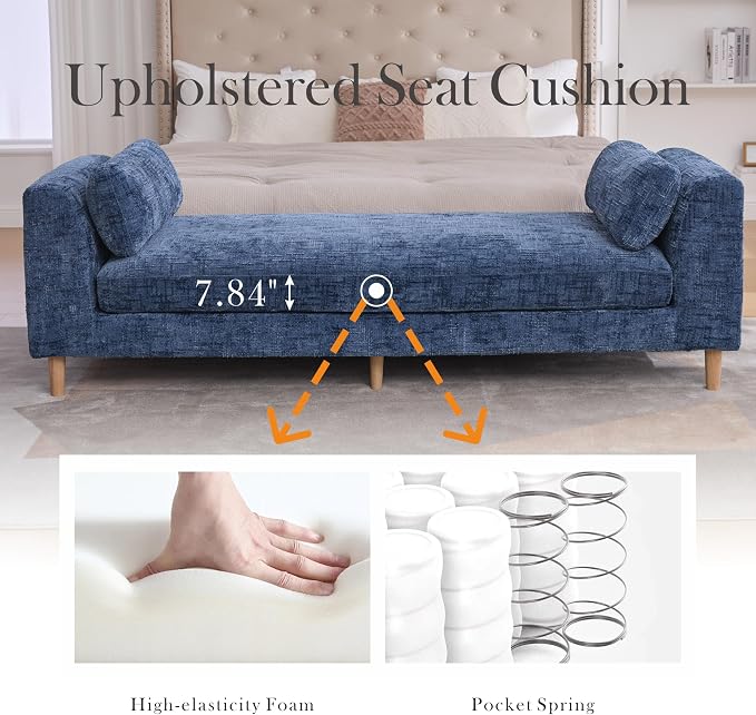 Aoiy & Wifon 83.1" W End of Bed Bench King Size, Oversized Window Bench Seat - Image 4
