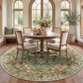 RELEANY Washable Area Rug, Round 7ft, Brick/Brown/Green | Non-Slip, Water by RELEANY