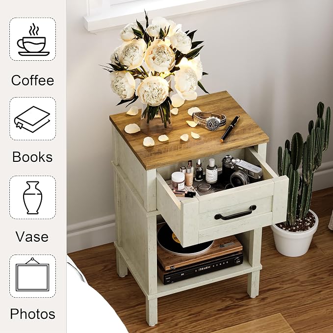 White Farmhouse Nightstands, Nightstand - Image 5