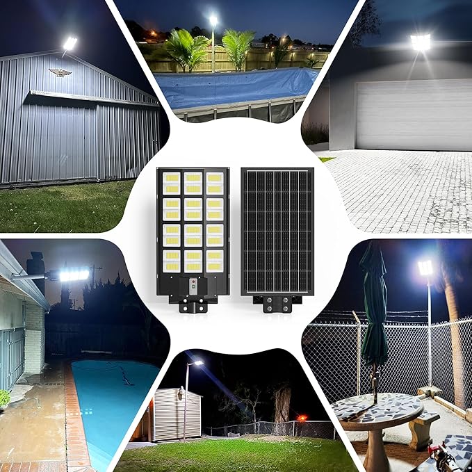 OKPRO Solar Lights Outdoor Waterproof, 8000W Solar Street Light with Motion Sensor, 7000K Dusk to Dawn Security Flood Lights IP66, Commercial Outdoor Lighting for Parking Lot, Yard, Driveway, Farm