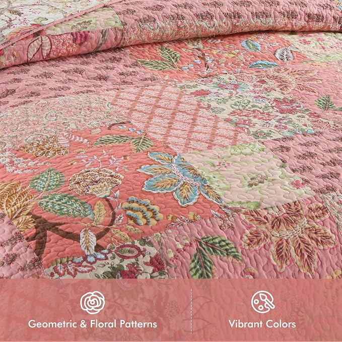 Etwel 100% Cotton Patchwork California King Quilt Set - Image 3