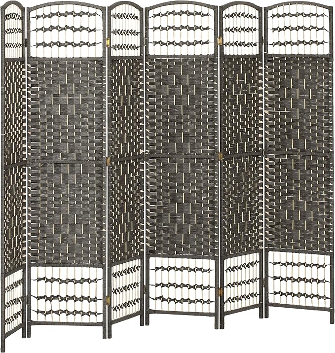 HOMCOM 6 Panel Room Divider, Folding Privacy Screen, Dark Gray | Room Separator by HOMCOM