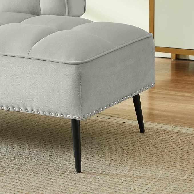 anwickjeff 55" Inch Width Modern End of Bed Bench, Leather Upholstered Futon - Image 7