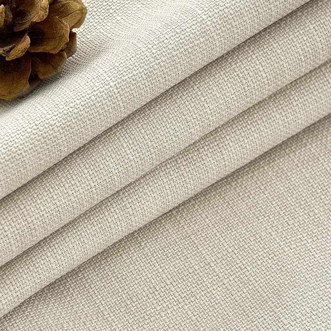 Cream Blackout Pleated Two Layer Linen Curtains 84 Inch Length - Image 3