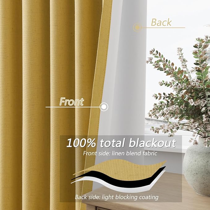 100% Blackout Curtains 90 Inch Length 2 Panels Set - Image 4